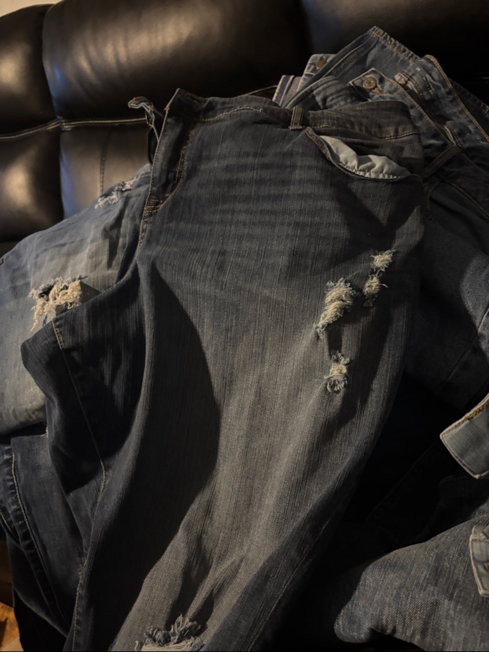 torrid Relaxed Distressed Jeans in Dark Blue Wash